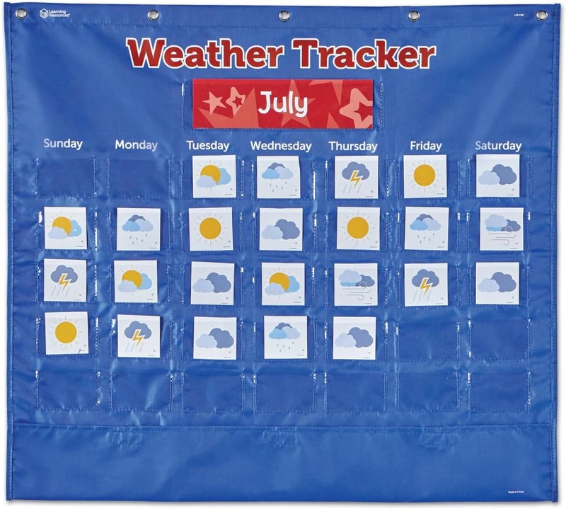 Learning Resources Weather Tracker Pocket Chart,102 Pieces,Ages 5+, School Supplies for Teachers, Classroom Supplies, Teacher Resources - Image 1